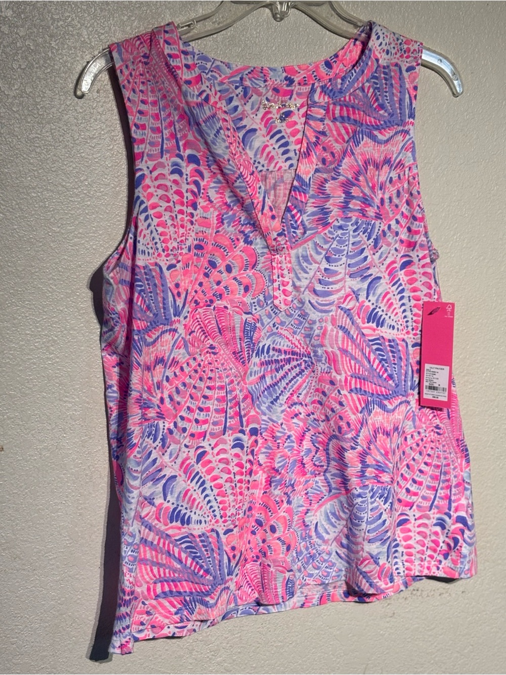 LILLY PULITZER RAZ BERRY PINK SEA YOU SOON SLEEVELESS DEV KNIT TOP M NWT $58